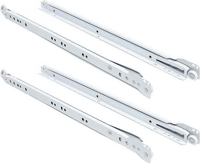 ZIO-BIZ 서랍레일 백색 철레일 1조 2개세트 / 고하중 슬라이드레일 서랍장레일 가구 옷장 수납장 하부장 책상 책장 싱크대 레일 서랍댐퍼 헤펠레 가구부품, 2세트