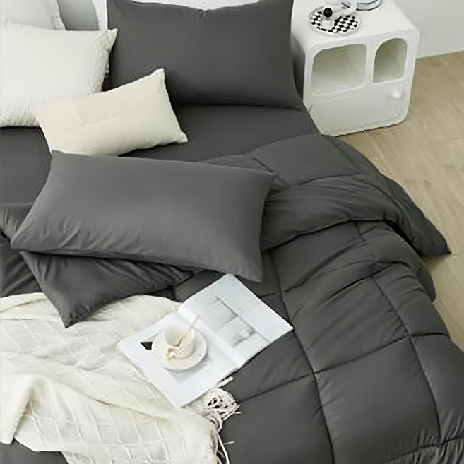 Aaron 艾倫生活家 韓系純色石墨烯水洗被/冬被/棉被 單/雙人可用 2kg, 碳錫灰