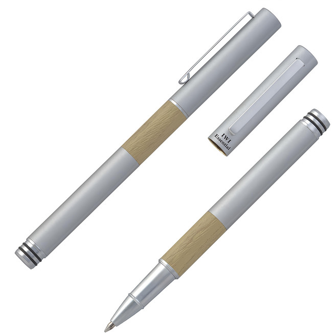 IWI 蒙恬 ESSENTIAL 基礎系列鋼珠筆 砂丁鉻+米仿木紋 709RP D7D, 銀色 + 仿木紋, 1支