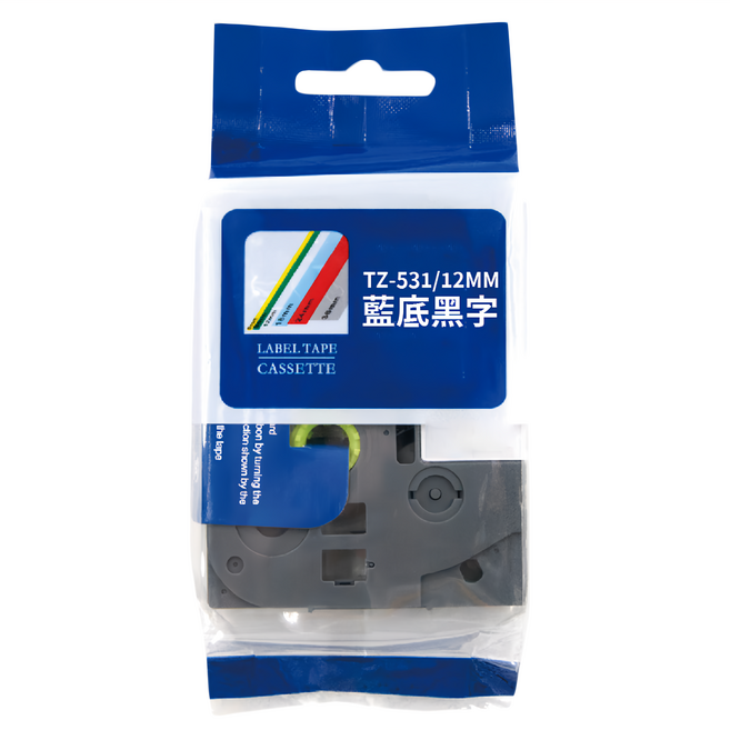 NEXTPAGE 台灣榮工 護貝標籤帶 TZ-531 12MM 藍底黑字 適用於PT系列標籤機 相容標籤帶系列 色帶總長約8米