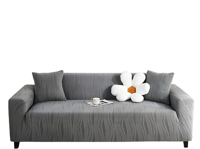 好物良品 藝術紋理系列 防貓抓系列高彈力立體提花彈力沙發罩 三人座, 深灰色