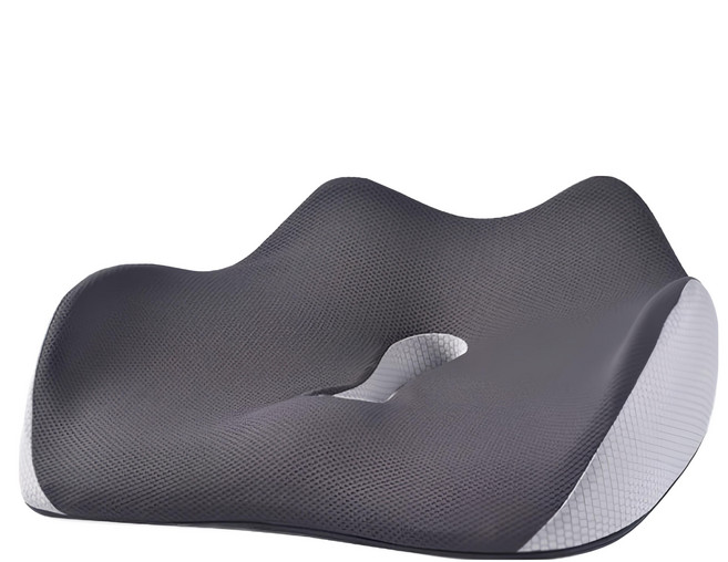 YUNMI 記憶棉坐墊/立體美臀坐墊/痔瘡坐墊/減壓椅墊/孕婦座墊/辦公室椅背墊/汽車坐墊 居家/辦公 新版, 灰色