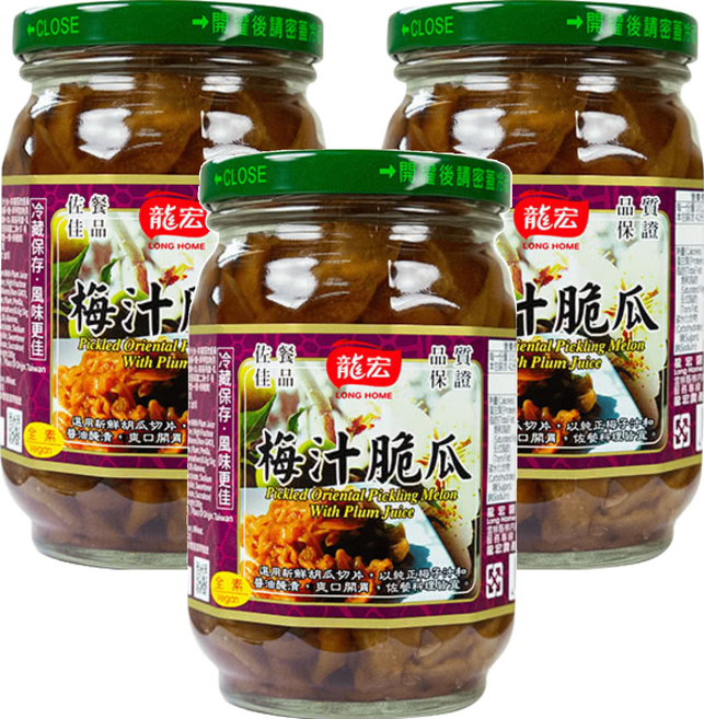龍宏 梅汁脆瓜, 410g, 3罐
