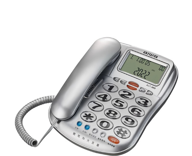 aiwa 愛華 超大字鍵助聽有線電話 銀色, ALT-889
