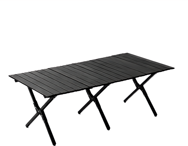 戶外露營鋁合金折疊蛋捲桌 可拆卸 三種尺寸可選 加厚鋁材 承重120KG, 黑色