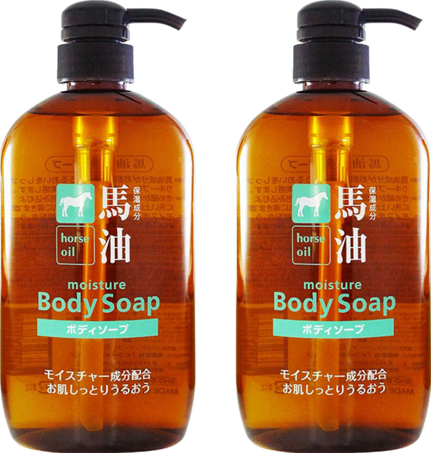 KUMANO 熊野油脂 HO馬油保濕沐浴乳 含保濕成分 滋潤肌膚 泡沫細膩豐富, 600ml, 2瓶