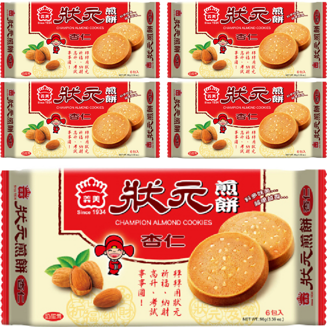 義美 狀元煎餅 杏仁口味, 96g, 5包
