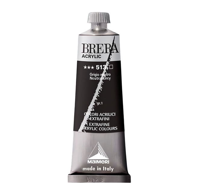 MaIMeRI 美利 BRERA 超細緻壓克力顏料 S1 #513NEUTRAL GREY M0806513 中性灰, 60ml, 1色