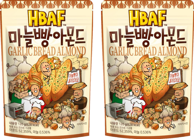 HBAF 杏仁果與大蒜麵包, 120g, 2包