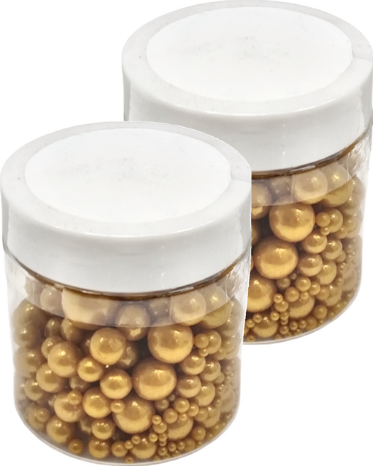 茂順食品 可食用裝飾糖果 大小混合 金色, 85g, 2罐