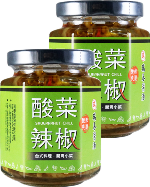 瑞春醬油 酸菜辣椒, 170g, 2罐