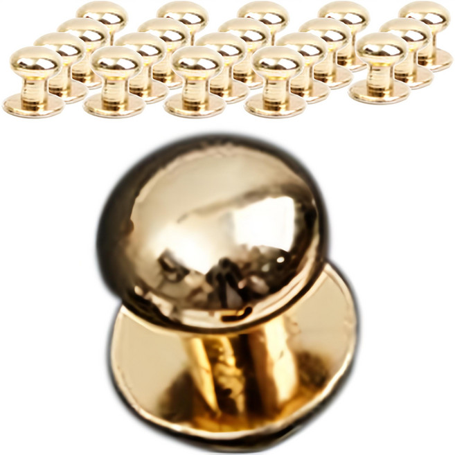 皮革工藝用和尚頭固定扣 8mm, 20個, 金色