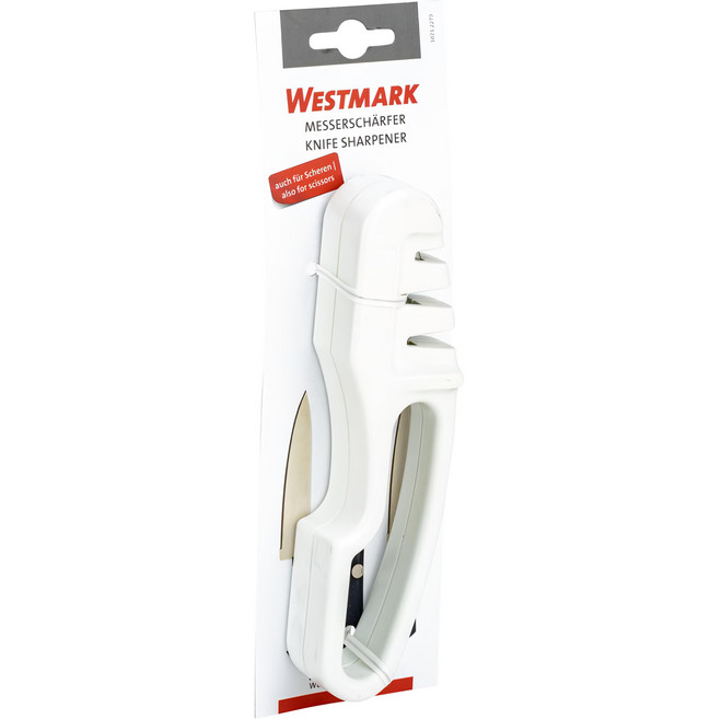 WESTMARK 磨刀器 三段式設計 適用於各種刀具 輕鬆恢復刀具鋒利, 1入, 白色