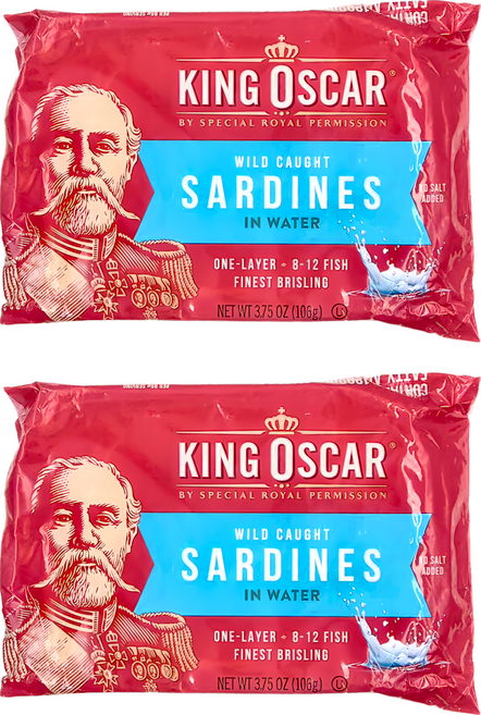 KING OSCAR 迷你沙丁魚 無鹽, 106g, 2個