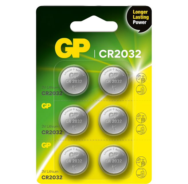 GP Batteries 超霸 鈕型鋰電池 CR2032, 1組, 6顆