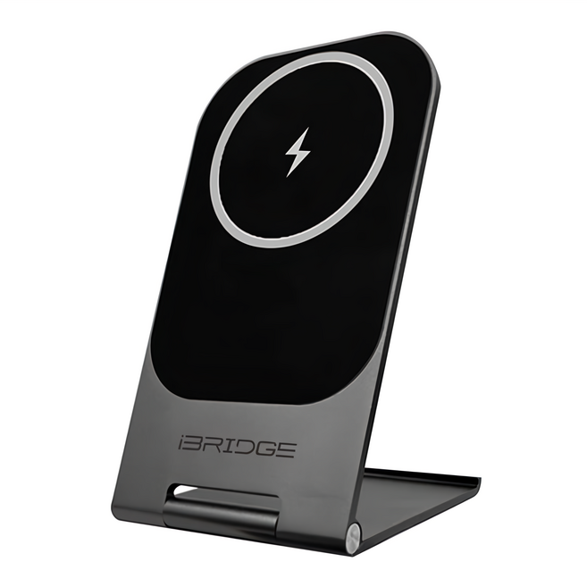 iBRIDGE 金屬支架無線充電器 磁吸設計 0.3cm超輕薄, 黑色, 1個