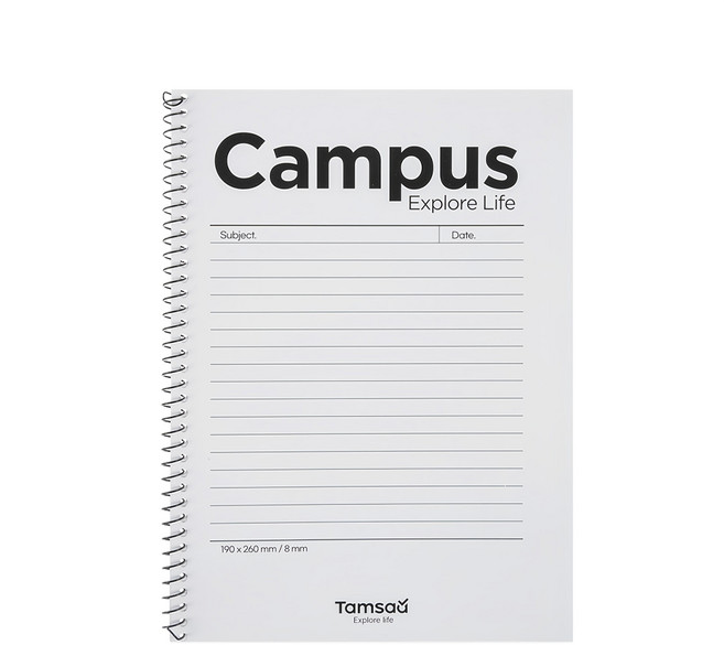 Tamsaa Campus字樣 橫線筆記本 190 x 260 mm, 白色, 10本
