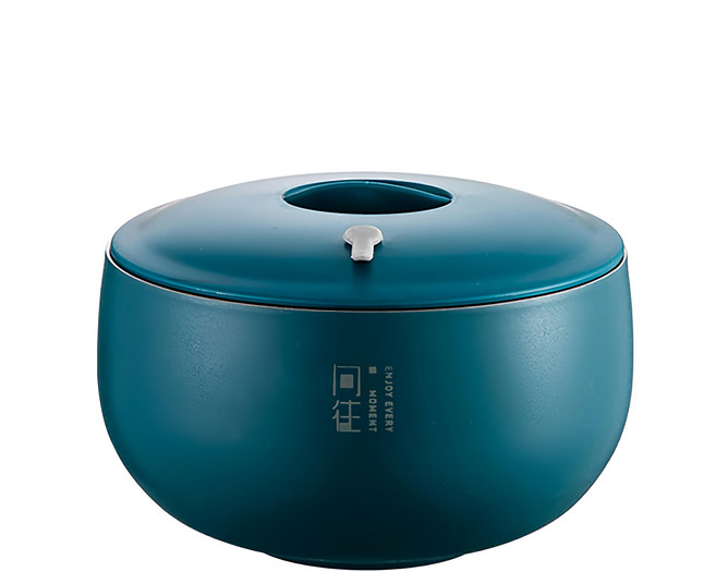 日式316不鏽鋼雙層保溫隔熱碗 + 蓋, 藍色, 1組