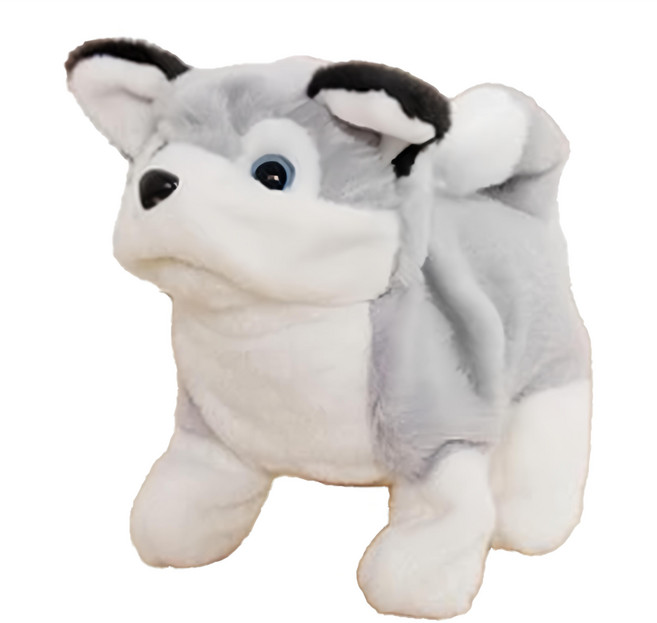 ROYALLIN 蘿林嚴選 電動仿真貴賓狗 400g, 哈士奇 灰色 + 白色, 1個, 16cm