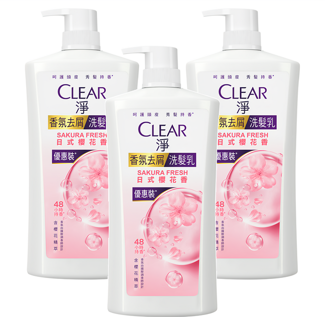 CLEAR 淨 頭皮護理洗髮乳 櫻花香, 1.2kg, 3瓶