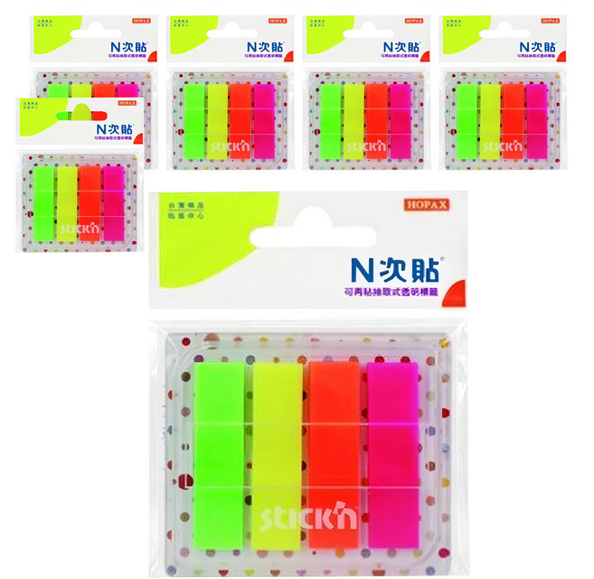 N次貼 抽取式透明標籤 66031 4色, 80張, 6包