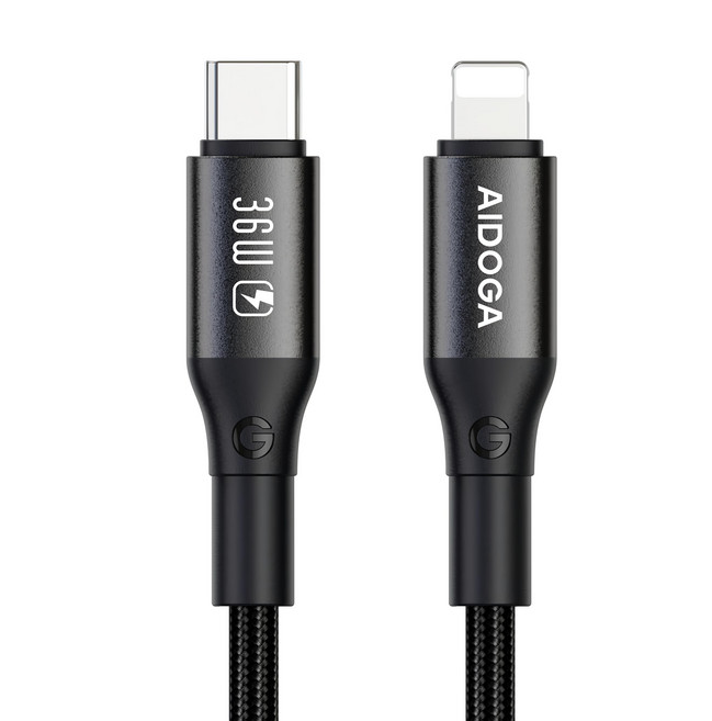 AIDOGA 艾迪伽 爵士系列 36W Type-C-Lightning PD傳輸快充線, 鈦灰色, 120cm, 1條