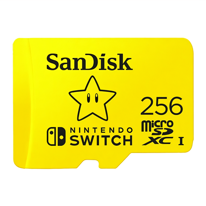 SanDisk 晟碟 Nintendo Switch 專用 microSDXC UHS-I 記憶卡 256G, 1片, 黃色, SDSQXAO-256G-GN3ZN