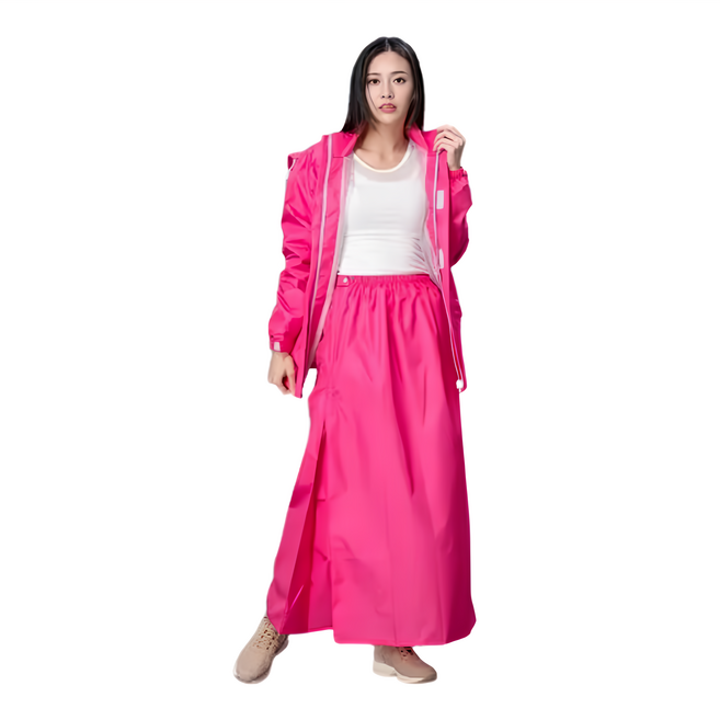 DongShen 東伸 裙襬搖搖女仕型套裝雨衣 晴雨防風防寒防曬 快速穿脫 背面3M反光條透氣