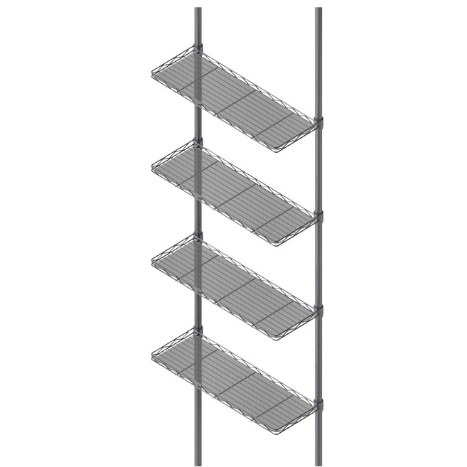 dayneeds 日需百備 頂天立地烤漆收納架 置物架/多功能網架/掛衣架 搭ㄇ網 4片 PP板 4片, 烤漆黑, 1件