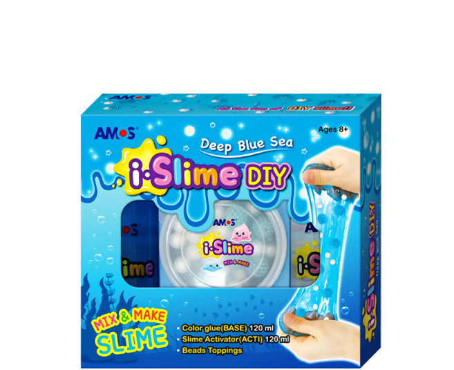 AMOS 阿摩司 i-Slime DIY 史萊姆組 安全無毒, 1盒, 粉藍白珠款