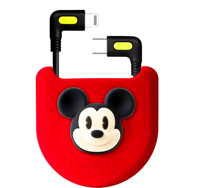 Disney 迪士尼 L型轉角線 Lightning to USB-C, 米奇, 25cm, 1條