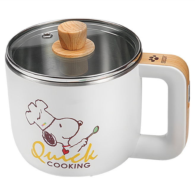 PEANUTS 史努比 吃貨系列 S19雙層防燙快煮鍋 1.2L 木紋款, BY011019