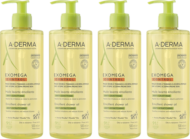 A-DERMA 艾芙美 新葉益護佳沐浴露 舒緩乾燥 適用於嬰幼童、成人、老年人, 500ml, 4瓶