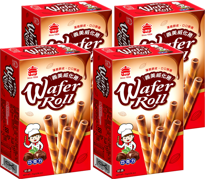 義美 威化捲 巧克力, 72g, 4盒