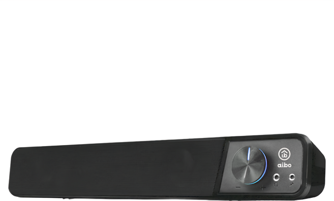 aibo LA108 USB單件式 多媒體環繞喇叭 52mm單體 音量控制 前置耳機孔 七彩呼吸燈 USB供電, 黑色, LY-ENLA108-BK