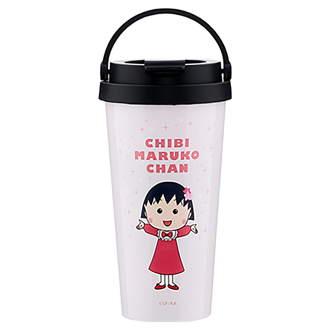 Miravivi 手提保溫隨行杯, 500ml, 1個, 櫻桃小丸子 白色 + 黑色