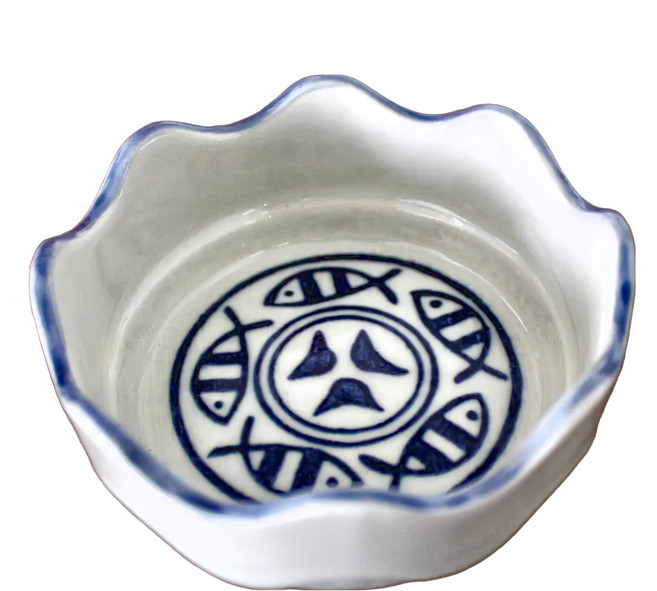 小缽 日本製 10x4cm 150ml 陶瓷器, 魚紋浪邊, 1個