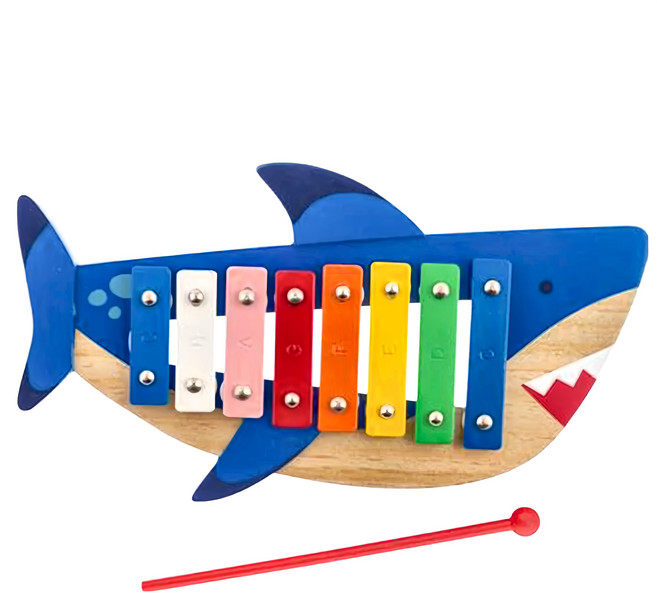 Stephen Joseph 木琴 兒童音樂玩具 8音階, 鯊魚 藍色, 1個
