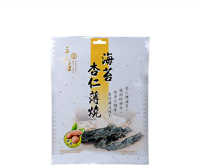 三味屋 海苔杏仁薄燒, 40g, 1包