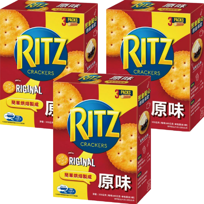 RITZ 麗滋 餅乾 原味 3條, 300g, 3盒