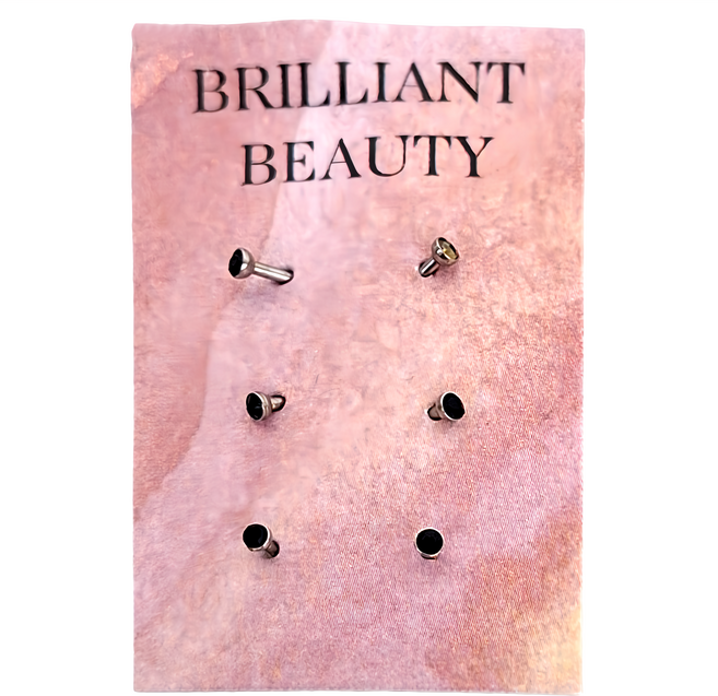 Brilliant Beauty 耀眼美人 黑色迷你鋯石鑽 養耳棒鈦閃耀 鈦鋼耳環