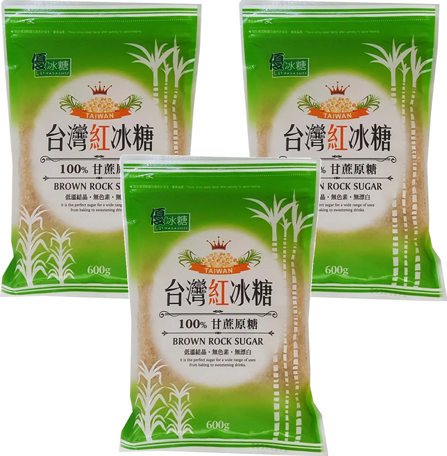 YASASHII 優 台灣紅冰糖, 600g, 3包
