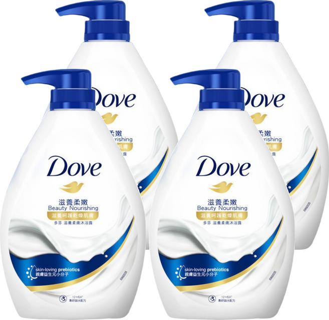 Dove 多芬 滋養柔膚沐浴露 滋養柔嫩, 900g, 4瓶