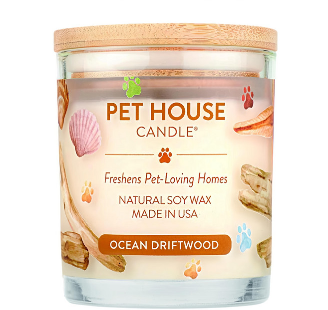 PET HOUSE 室內除臭寵物香氛蠟燭 海洋浮木, 255g, 1罐