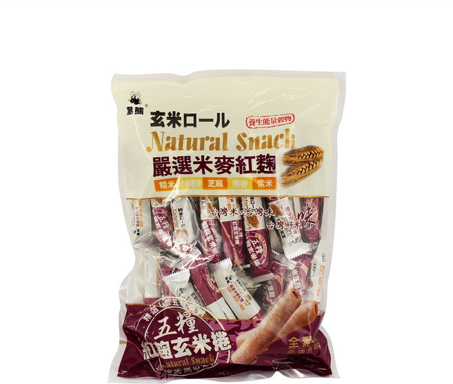 黑熊 鑫豪五糧紅麴玄米捲 糙米 小麥 芝麻 燕麥 紫米, 400g, 1袋