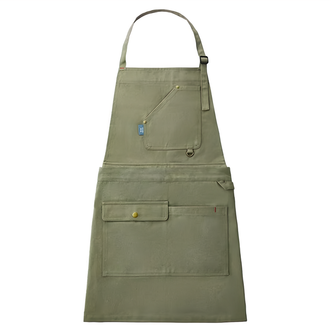 BRUnO BHK275-SGR 兩件式帶釦口袋圍裙, 軍綠色, 1條
