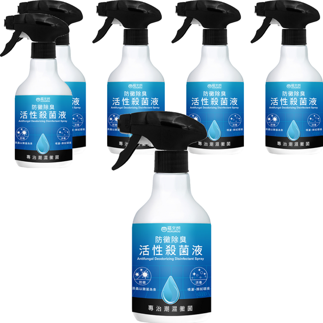 HUKUROU 福來朗 防黴除臭活性殺菌液 Antifungal Deodorizing Disinfectant Spray, 500ml, 6瓶
