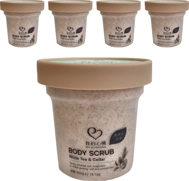 MY SCHEMING 我的心機 白茶雪松亮白身體去角質, 5罐, 400g