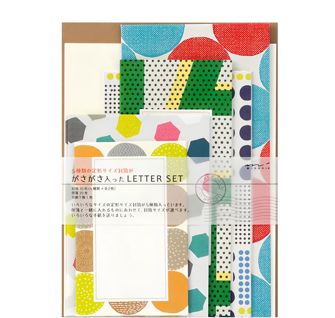 日本 MIDORI 5尺寸信封信紙組 86762, 多色, 1組
