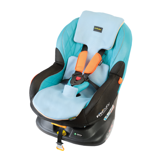 vivibaby 推車透氣涼墊 嬰兒推車散熱座墊 夏季防悶透氣, 天藍色/杏黃色, 1個